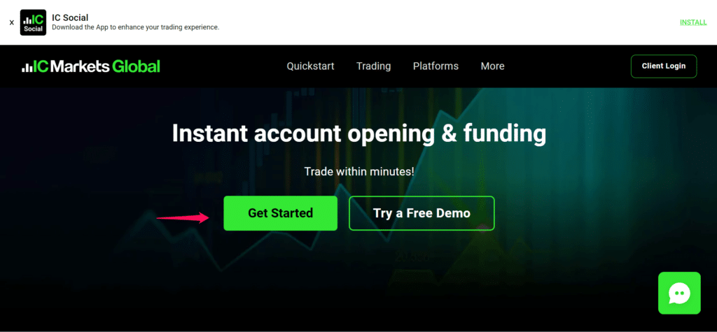IC Markets Open Account Step 1
