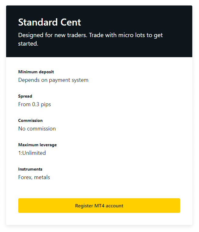 Exness Standard Cent Account
