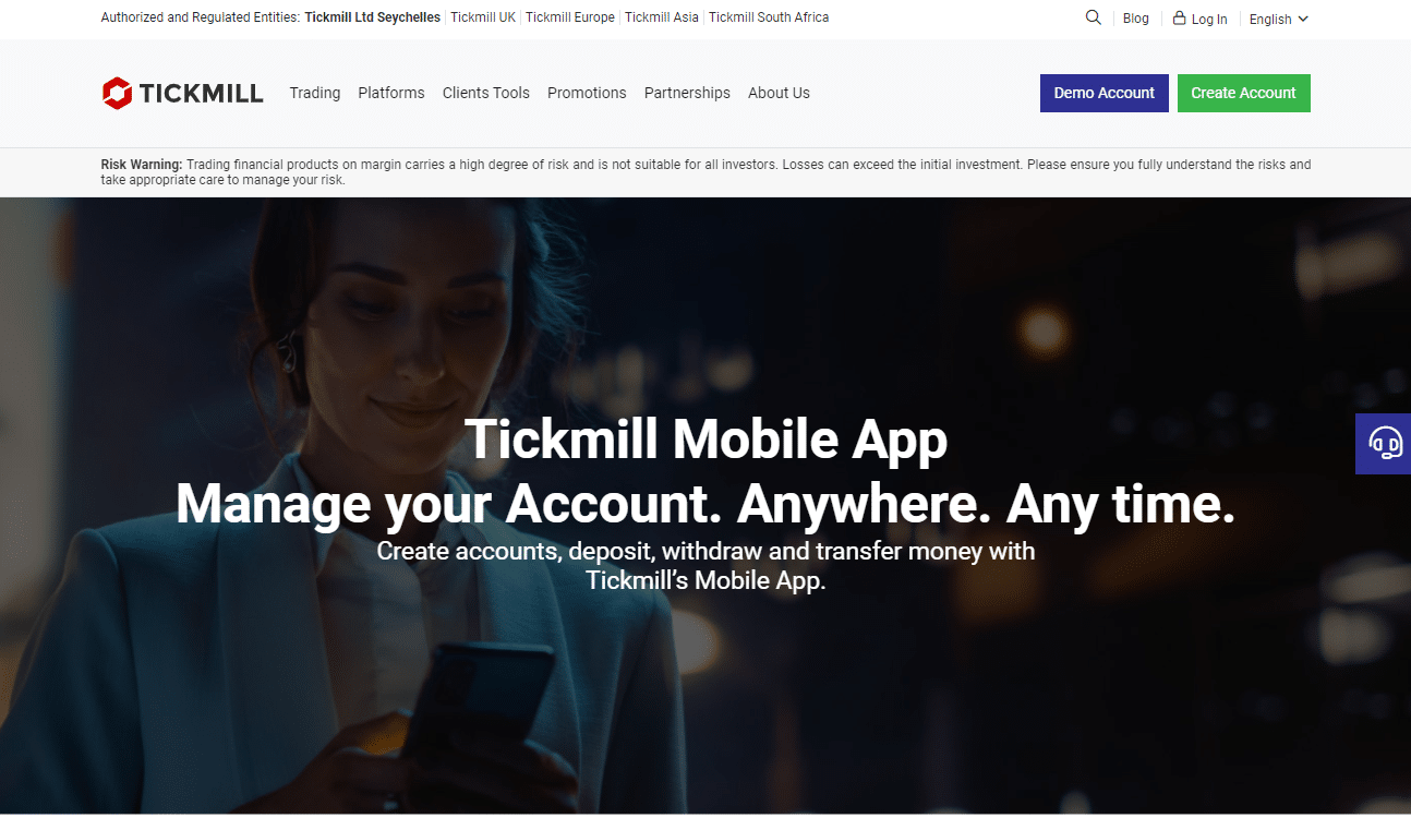 Tickmill Mobile Trading App